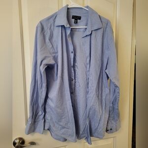 Mens fitted blue button up